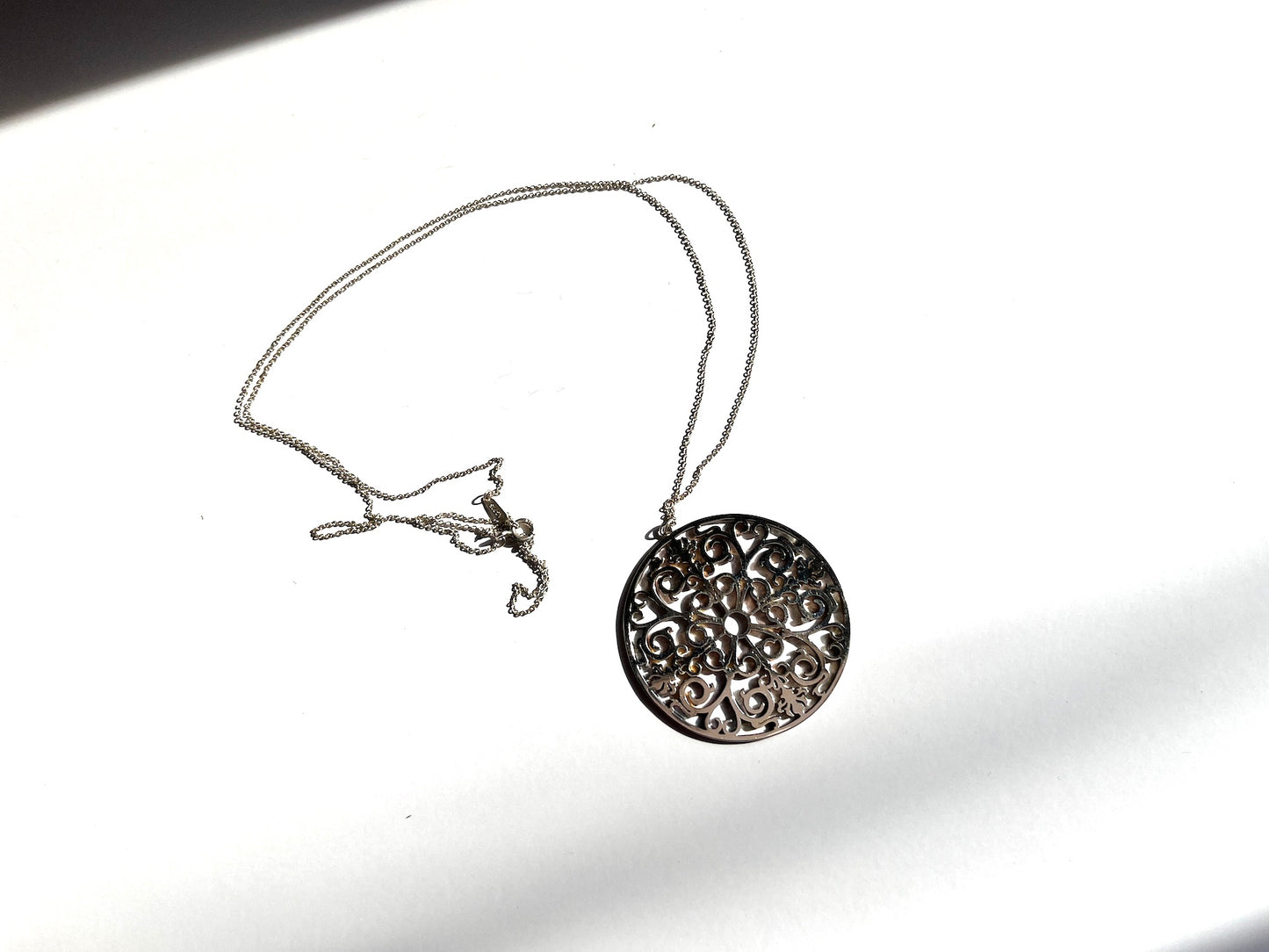 Tiffany & Co Sterling Silver Round Enchant Pendant Necklace