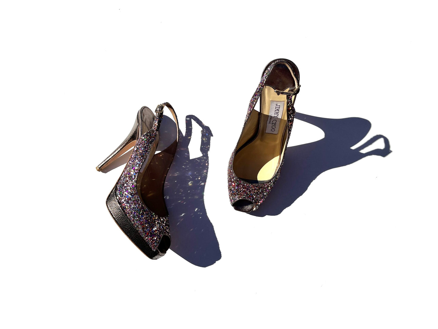 Jimmy Choo Glitter Vita Slingback Pumps Heels 37 6.5