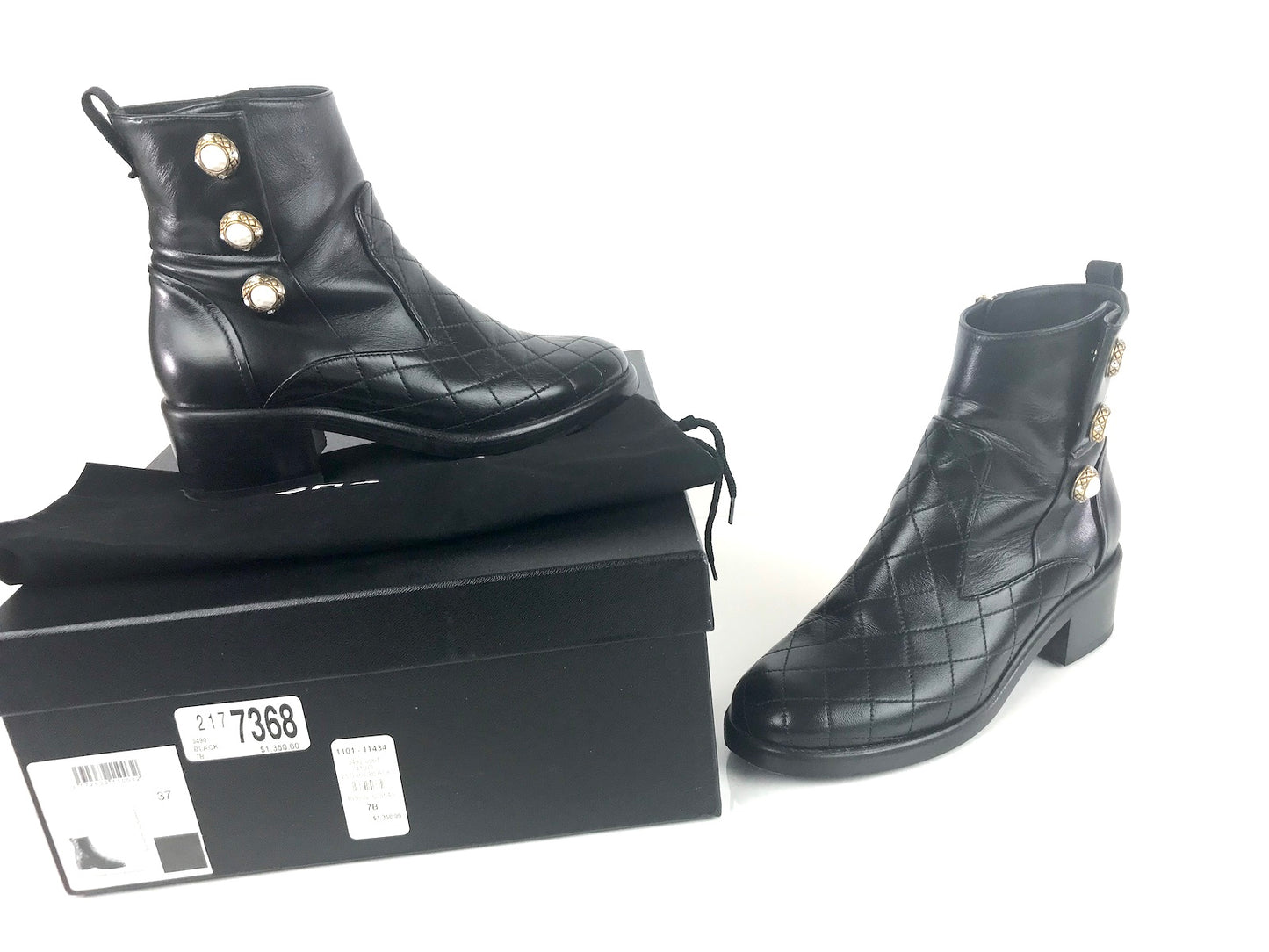 Chanel Quilted Ankle Zip Boots 37