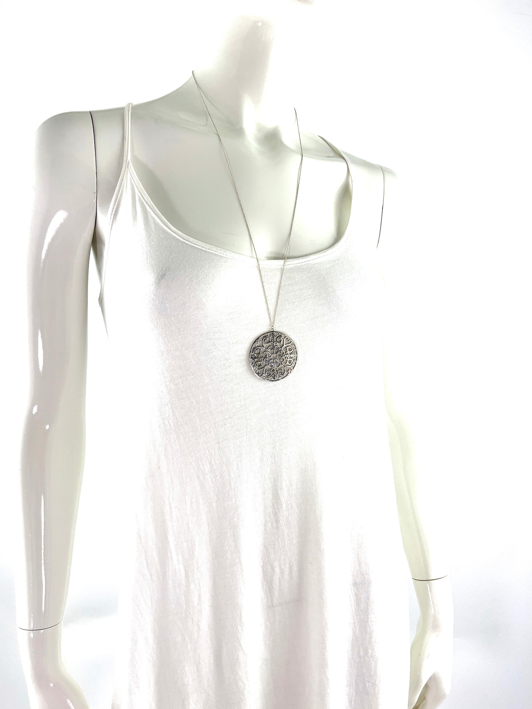 Tiffany & Co Sterling Silver Round Enchant Pendant Necklace