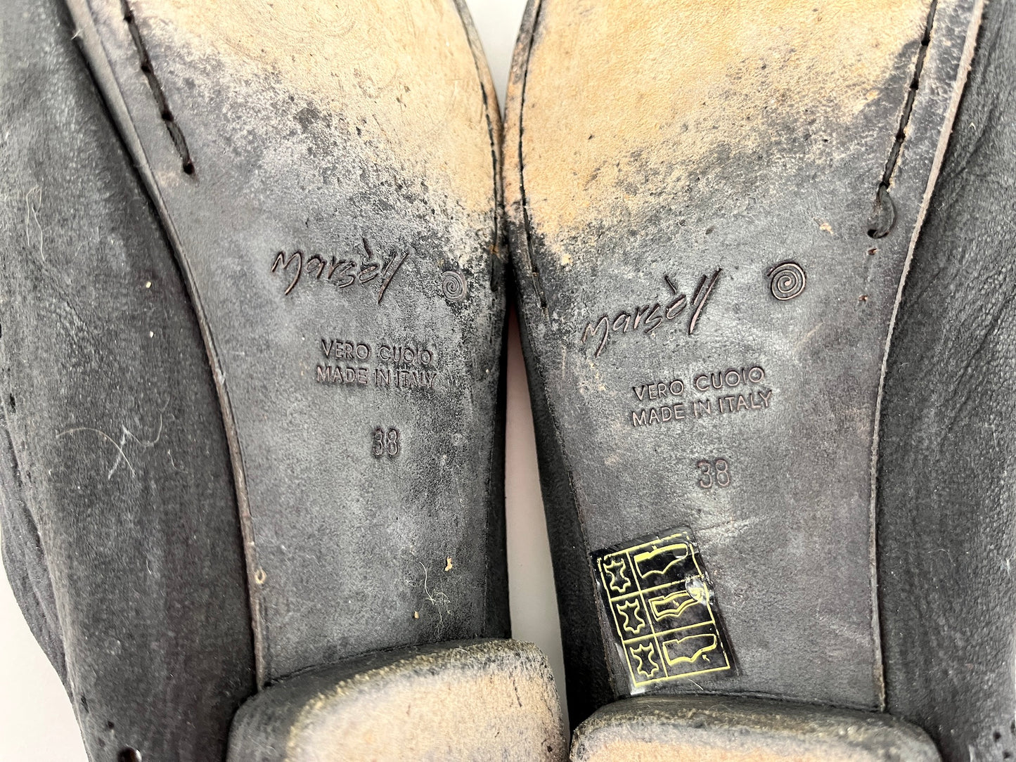 Marsell Black Leather Flat Loafers Shoes 38 8