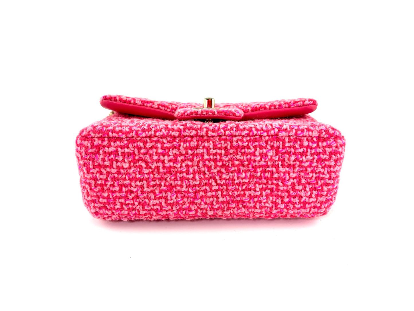 CHANEL Wool Tweed 2022 Pink Rectangular Mini Flap Bag