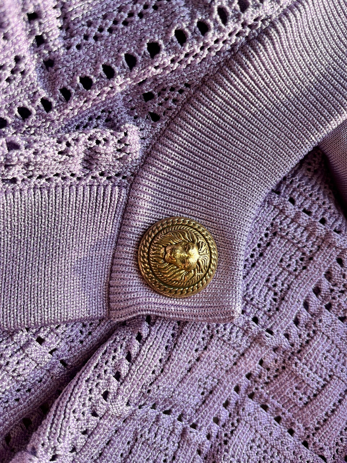 Balmain Monogram Lilac Knit Cardigan and Shorts Set 38