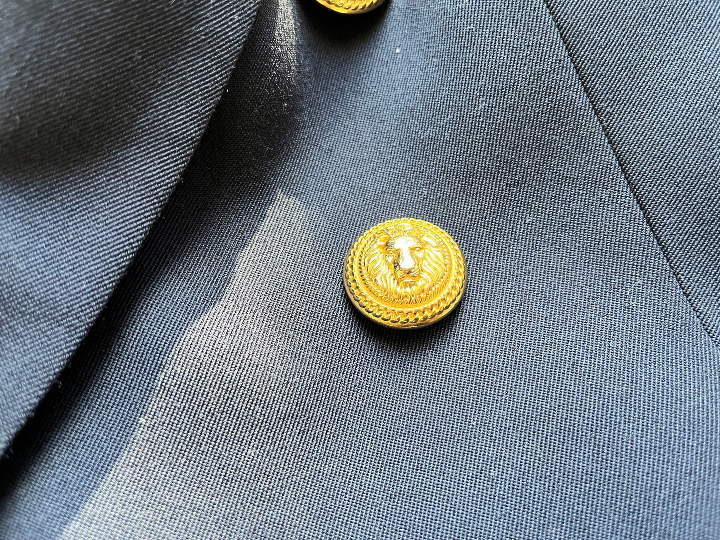 Balmain Navy Blue Gold Button Embellished Wool Blazer Jacket 38