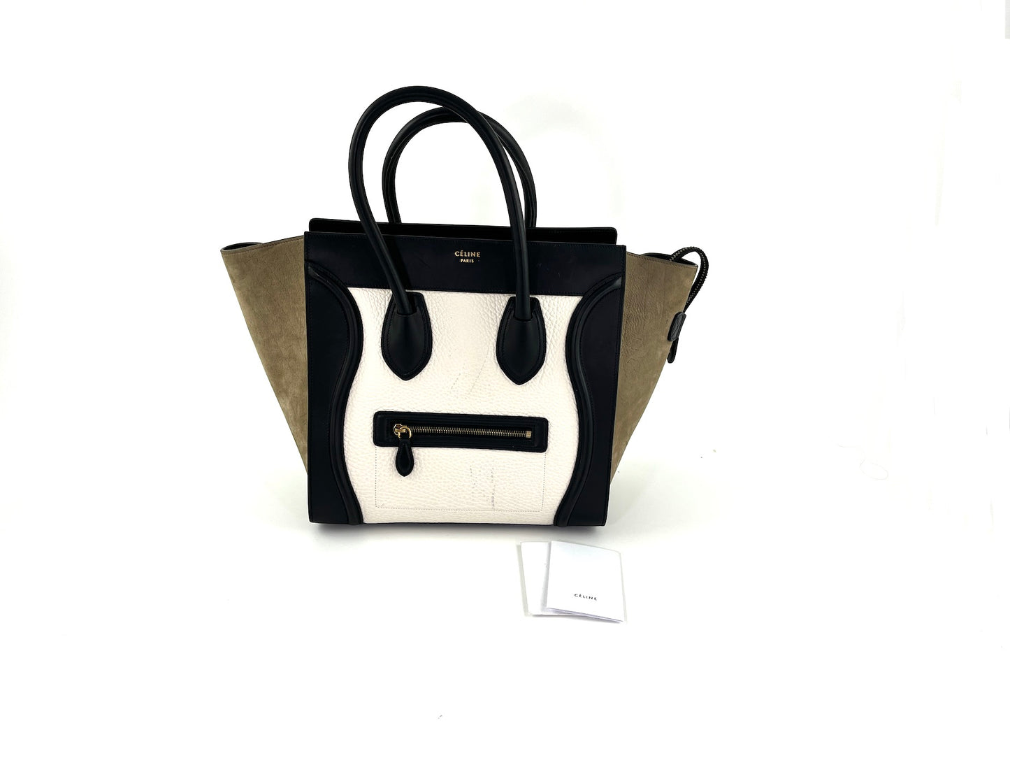 Celine Phantom Black White Taupe Leather Luggage Bag