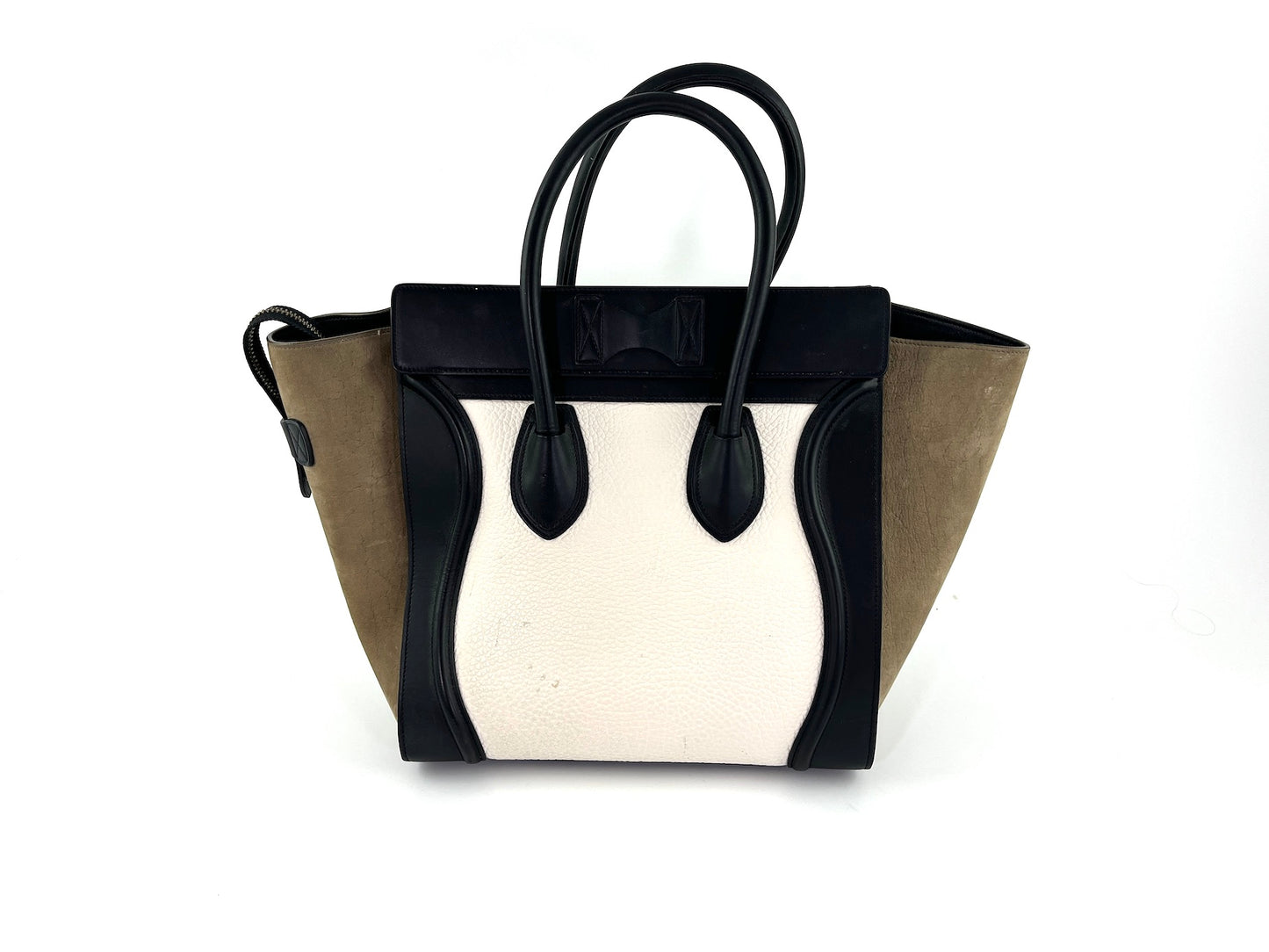 Celine Phantom Black White Taupe Leather Luggage Bag