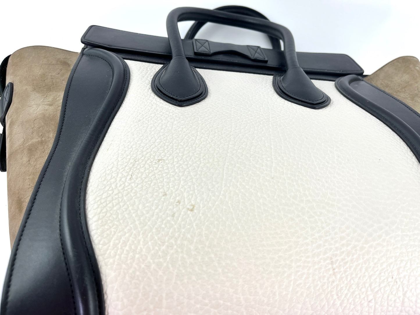 Celine Phantom Black White Taupe Leather Luggage Bag