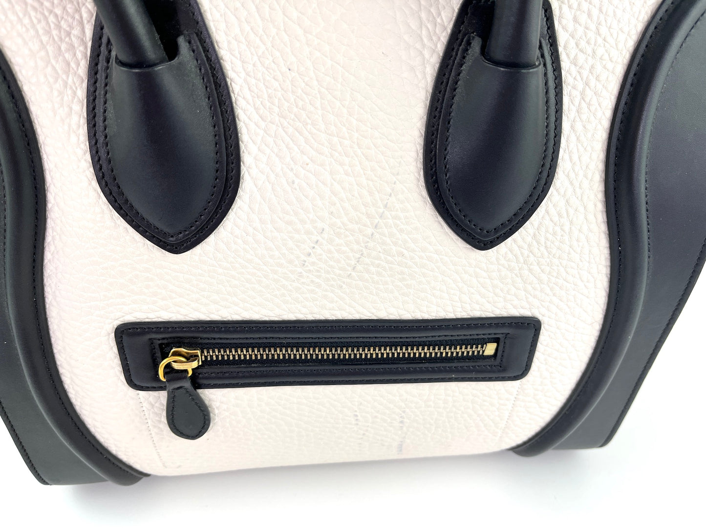 Celine Phantom Black White Taupe Leather Luggage Bag