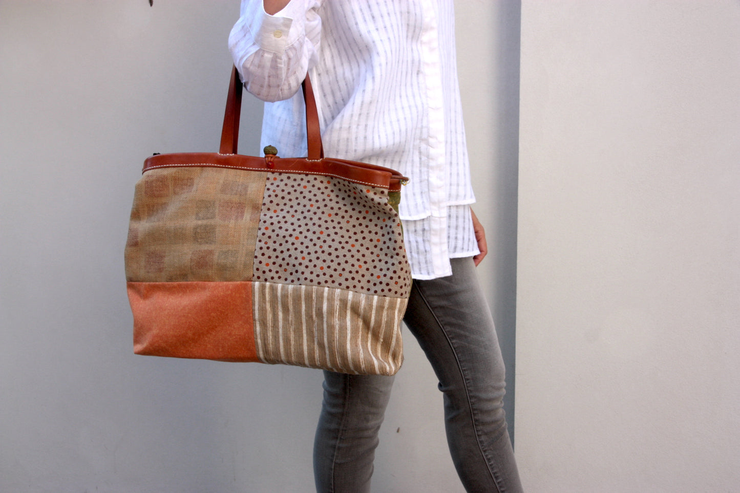 Henry Cuir Canvas Patch Tote