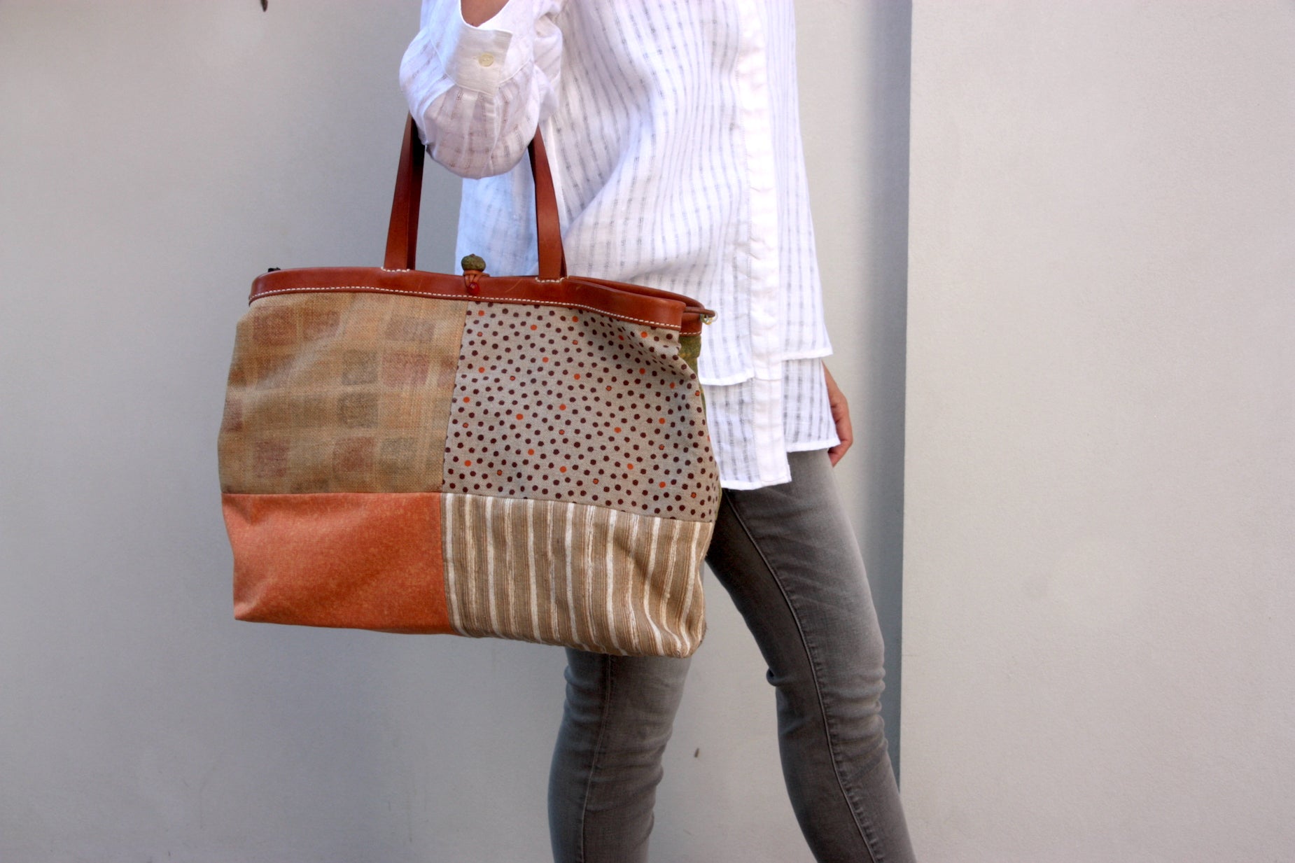 Henry Cuir Canvas Patch Tote