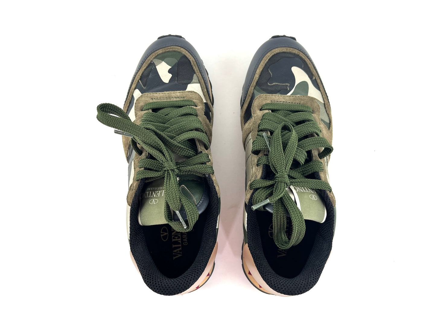 Valentino Rockrunner Green Black Camouflage Sneakers 36