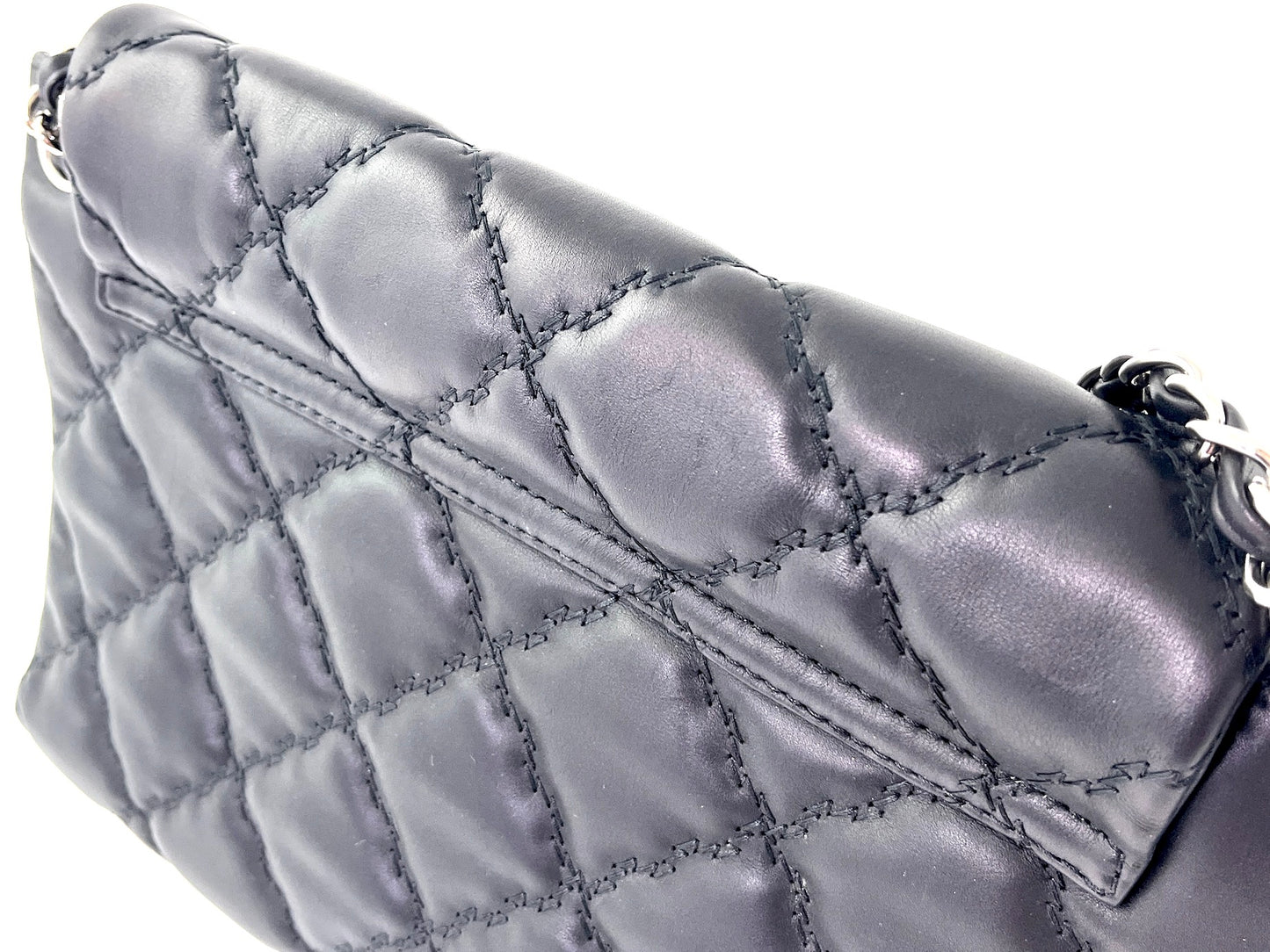 CHANEL Double Stitch Hamptons Black Quilted Calfskin Shopping Tote Bag