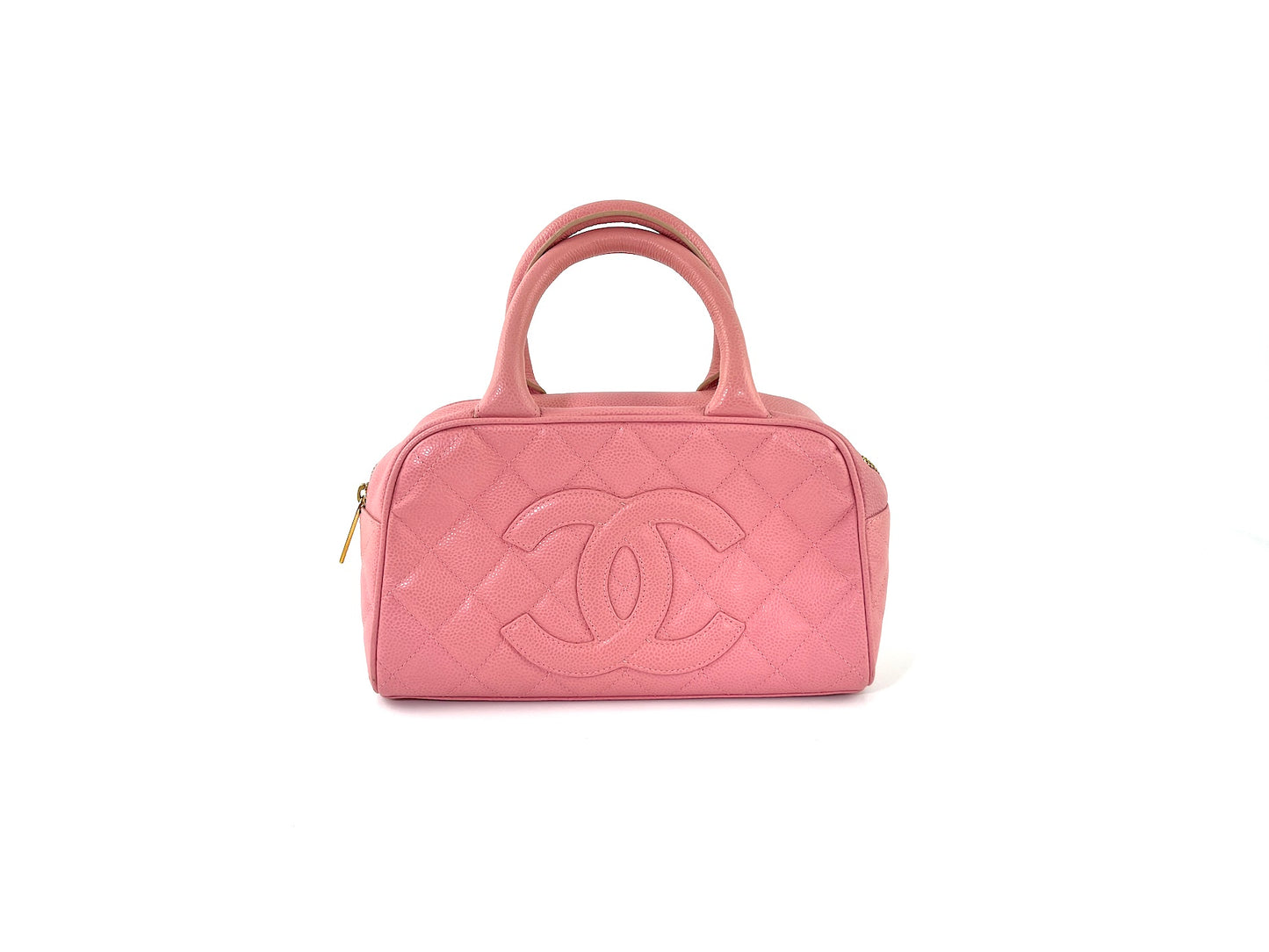 Vintage CHANEL Timeless Pink Quilted Caviar Bowler Bag