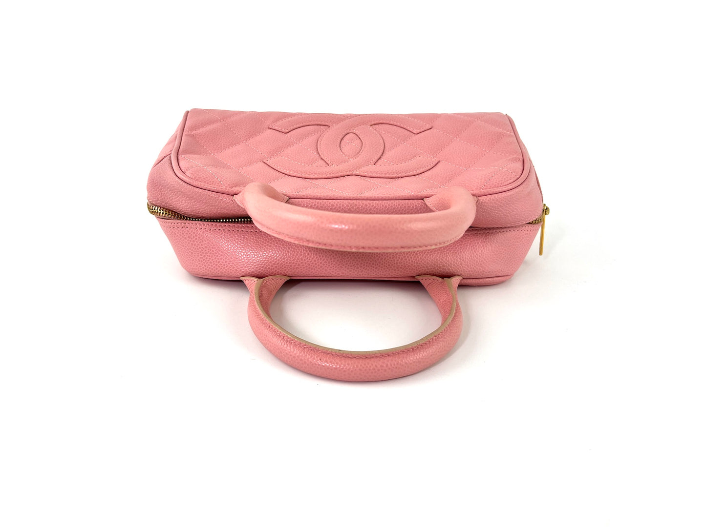Vintage CHANEL Timeless Pink Quilted Caviar Bowler Bag
