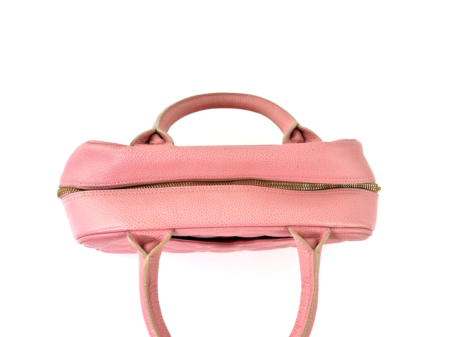 Vintage CHANEL Timeless Pink Quilted Caviar Bowler Bag