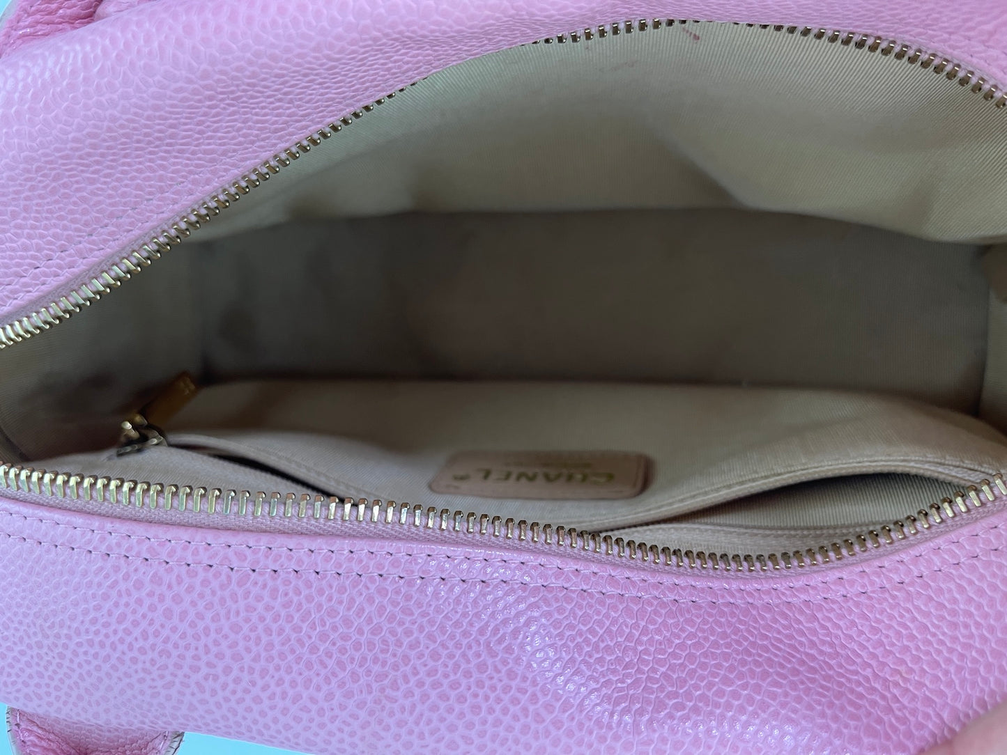 Vintage CHANEL Timeless Pink Quilted Caviar Bowler Bag