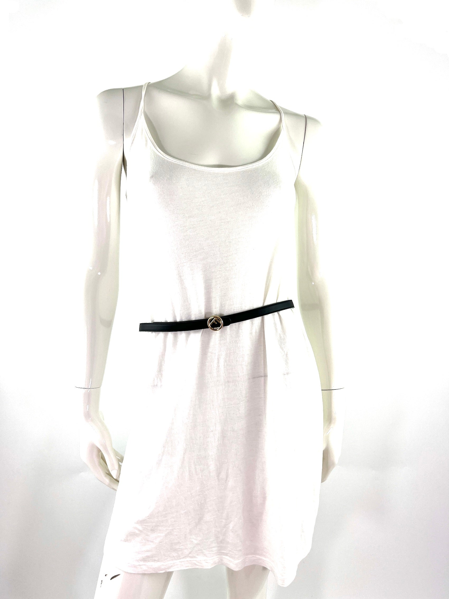 FENDI Black Leather Skinny Belt 85