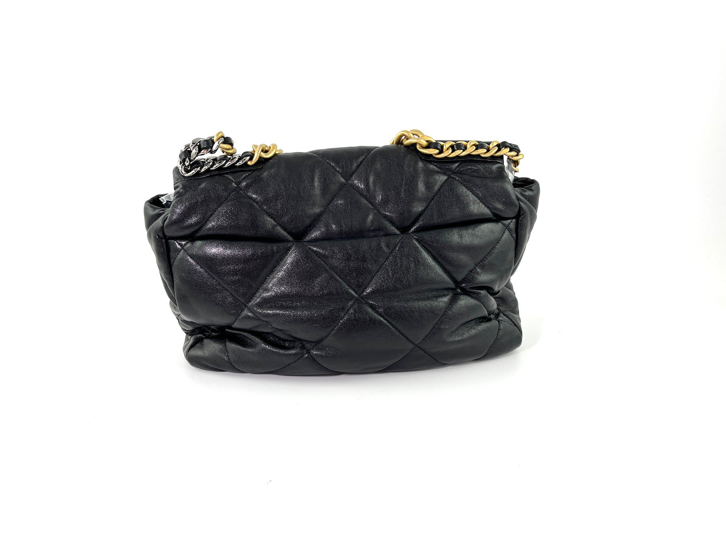 CHANEL 19 Black Goatskin 2020 Chain Quilted Maxi Bag