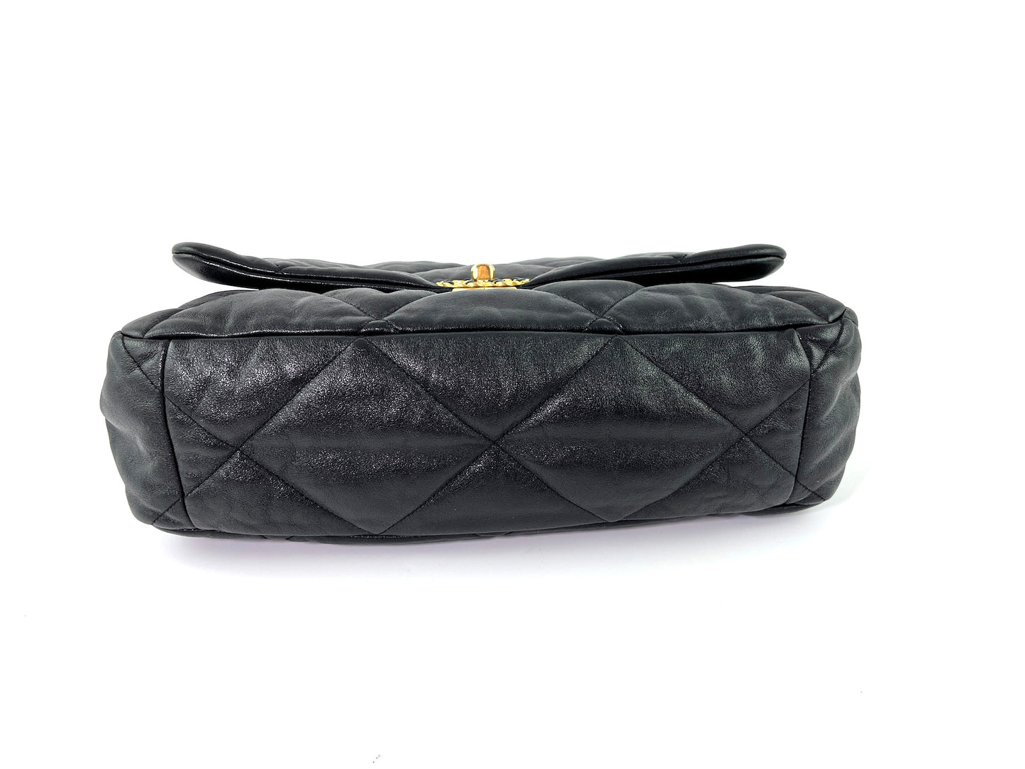 CHANEL 19 Black Goatskin 2020 Chain Quilted Maxi Bag