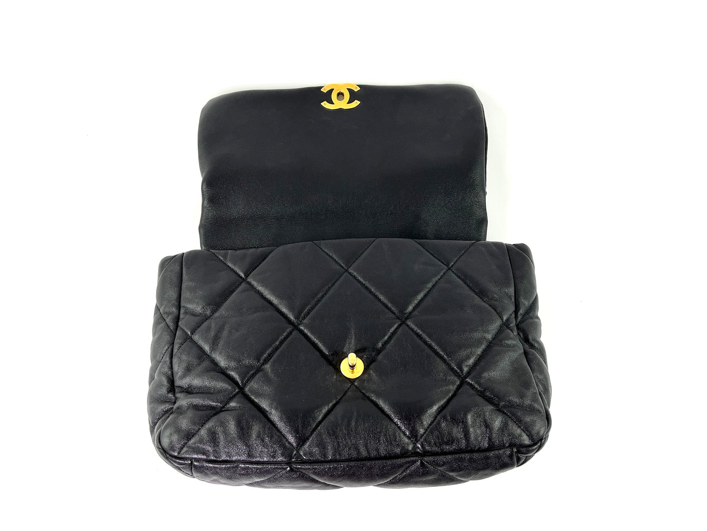 CHANEL 19 Black Goatskin 2020 Chain Quilted Maxi Bag