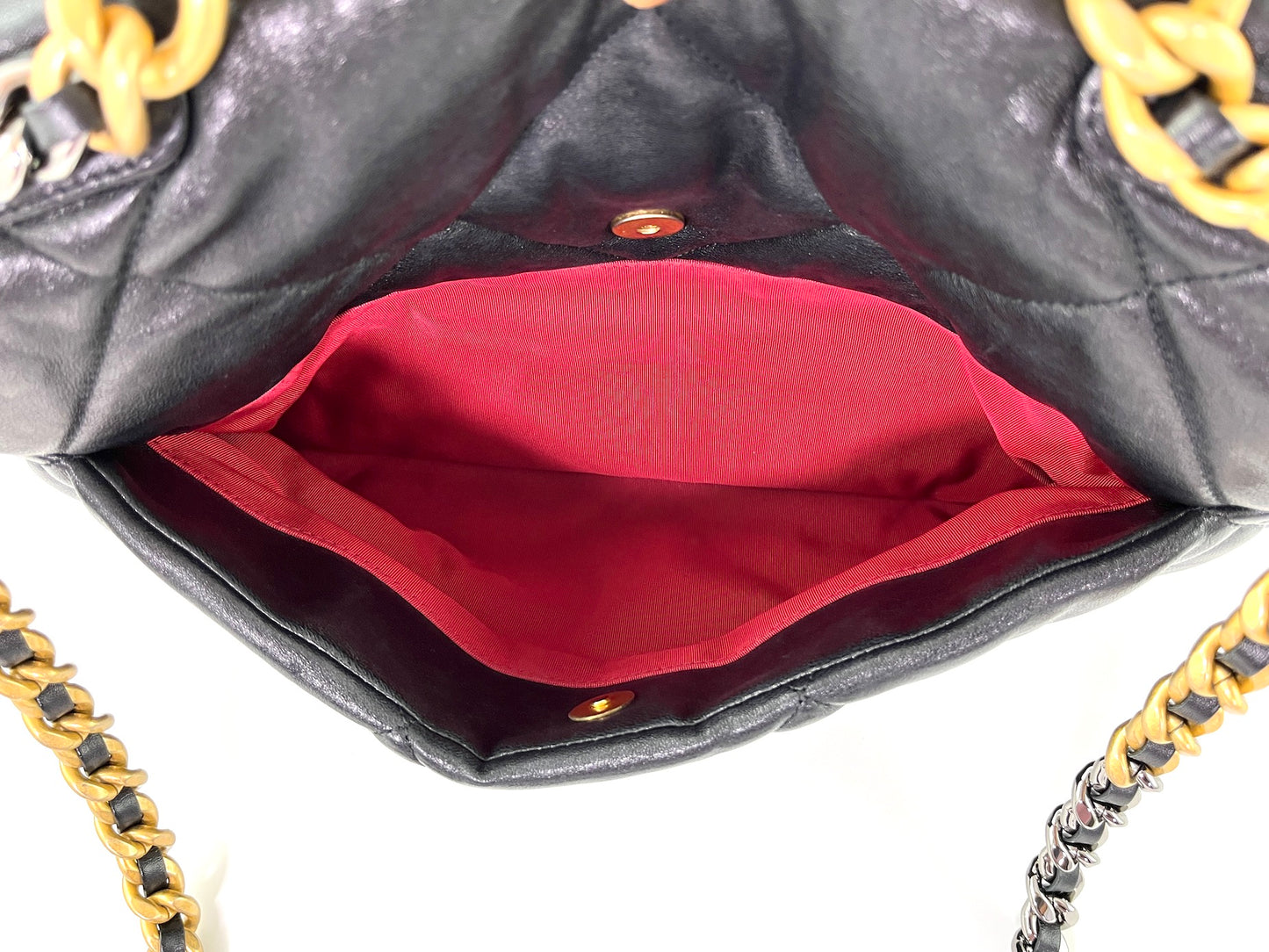 CHANEL 19 Black Goatskin 2020 Chain Quilted Maxi Bag