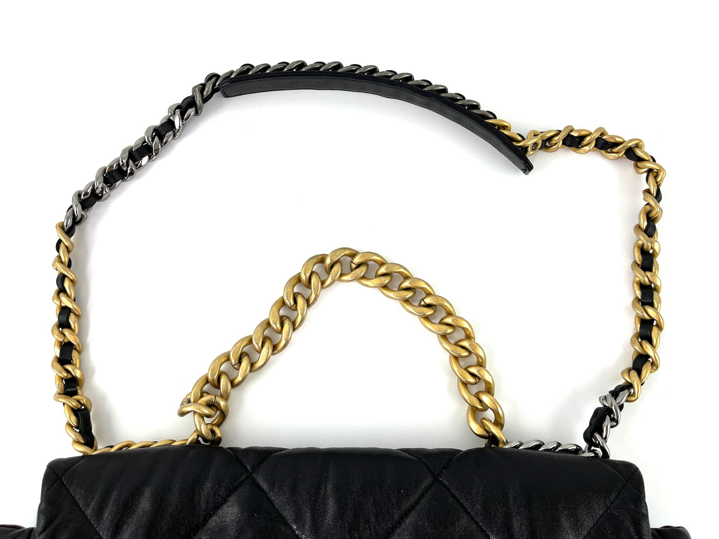 CHANEL 19 Black Goatskin 2020 Chain Quilted Maxi Bag