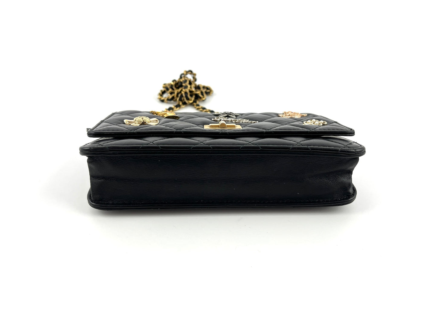 CHANEL Black Calfskin Charm Reissue 2.55 Wallet on Chain Crossbody Flap Bag