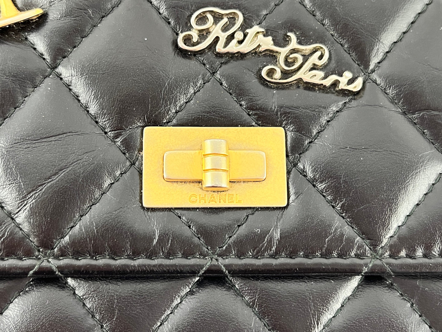CHANEL Black Calfskin Charm Reissue 2.55 Wallet on Chain Crossbody Flap Bag