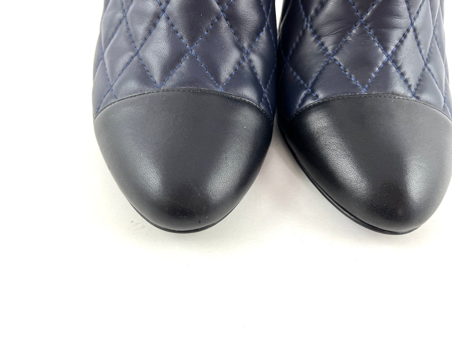 CHANEL Cap Toe Quilted Leather CC Ankle Boots 40 9.5