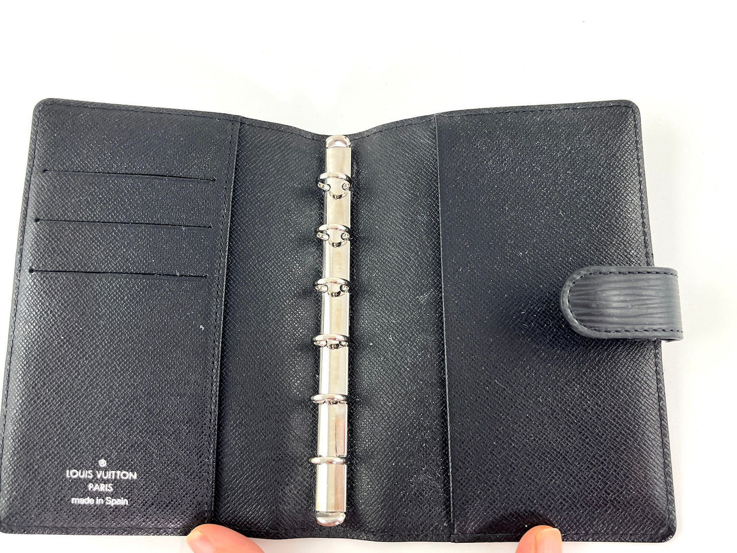 LOUIS VUITTON Black Epi Leather Small Ring Agenda Planner Cover