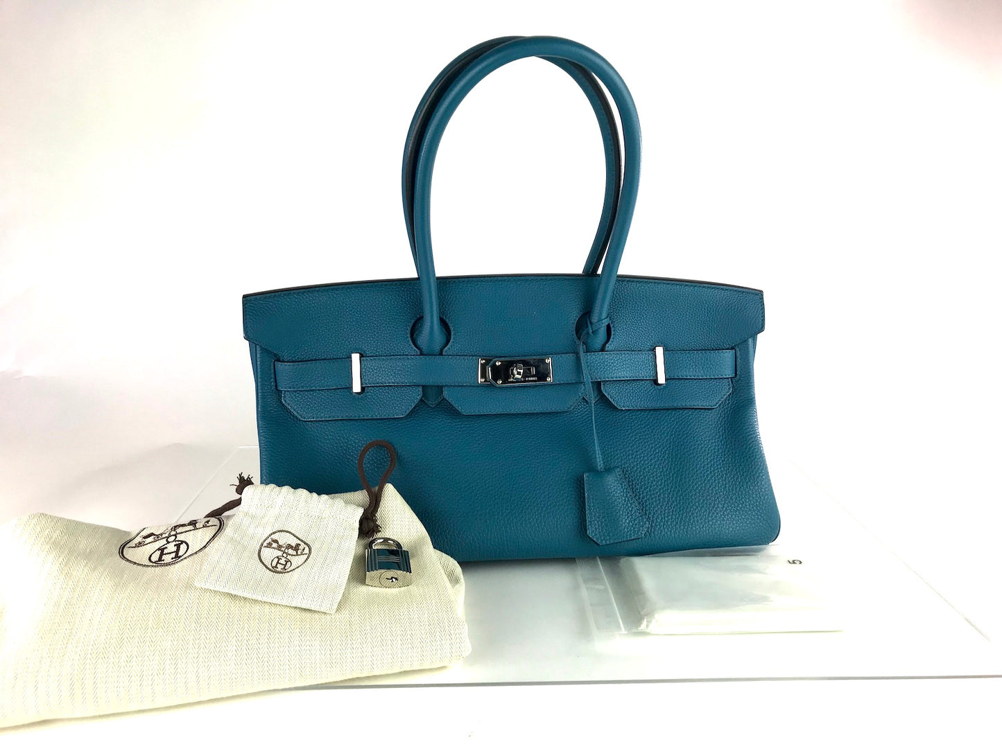 Hermes Cobalt Blue Veau Togo JPG II Shoulder Birkin Bag