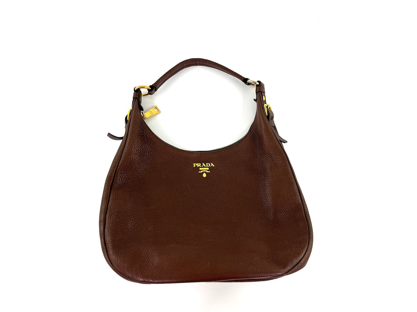 Prada Vitello Daino Brown Leather Hobo Bag