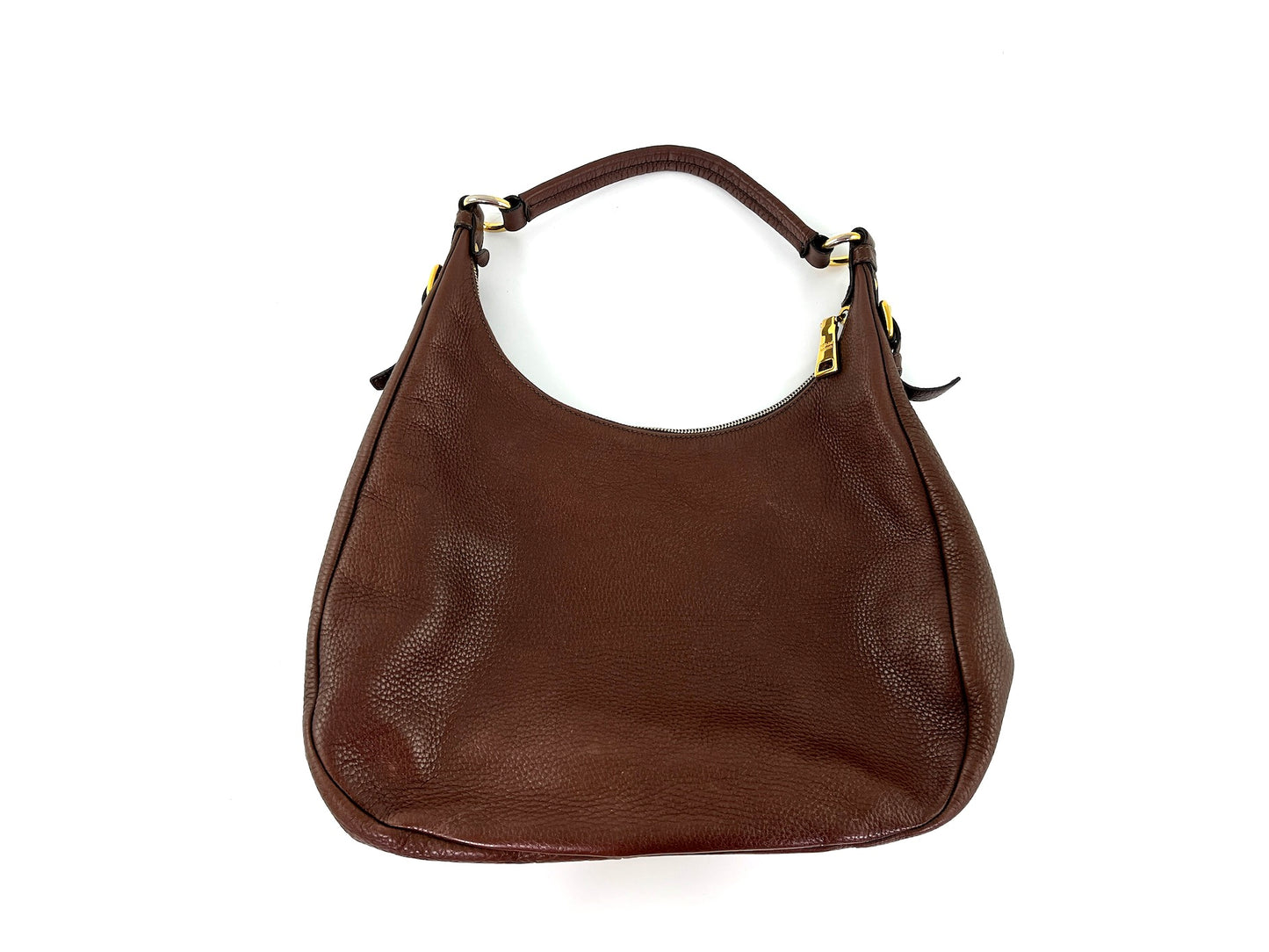 Prada Vitello Daino Brown Leather Hobo Bag