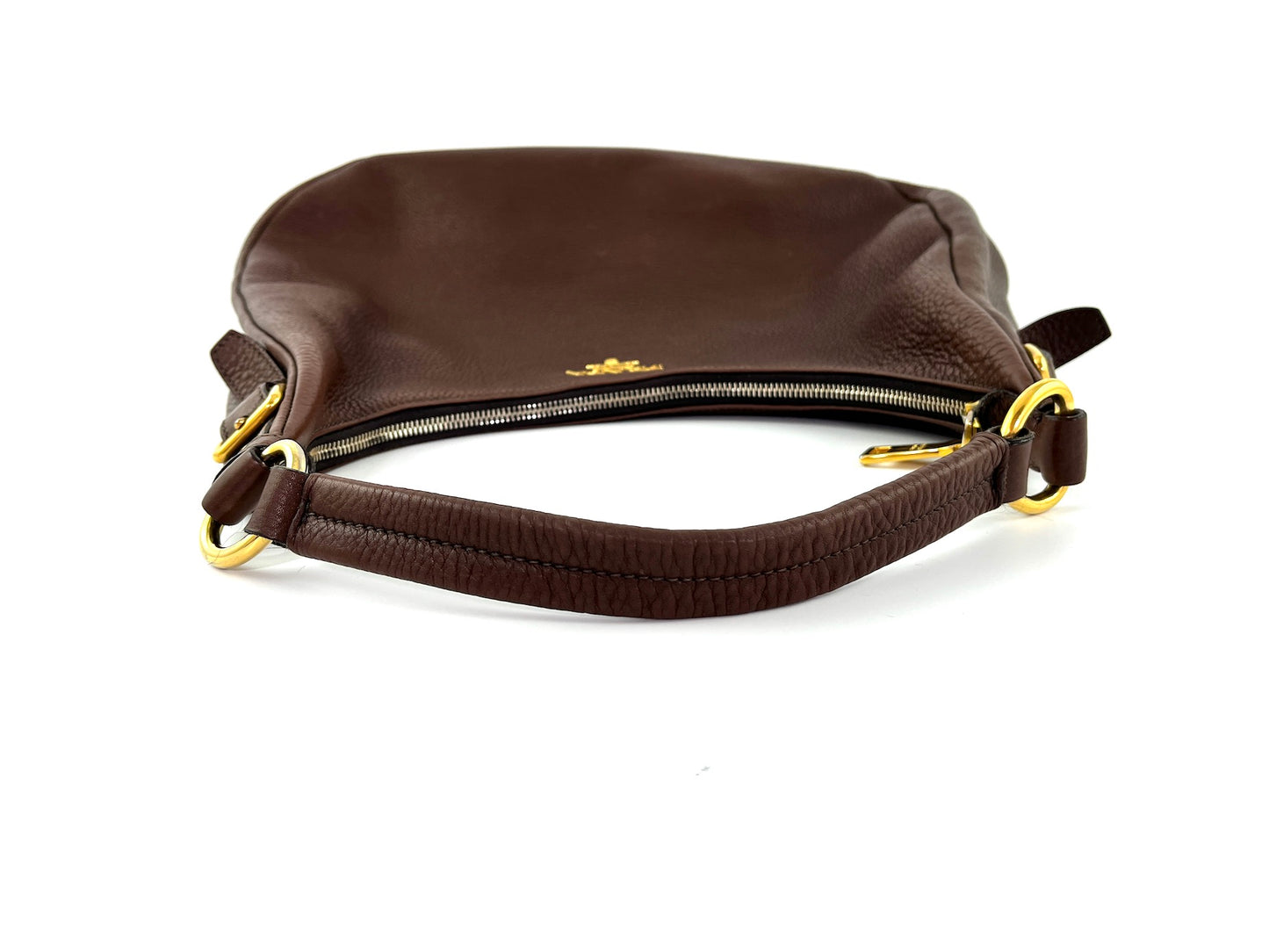 Prada Vitello Daino Brown Leather Hobo Bag