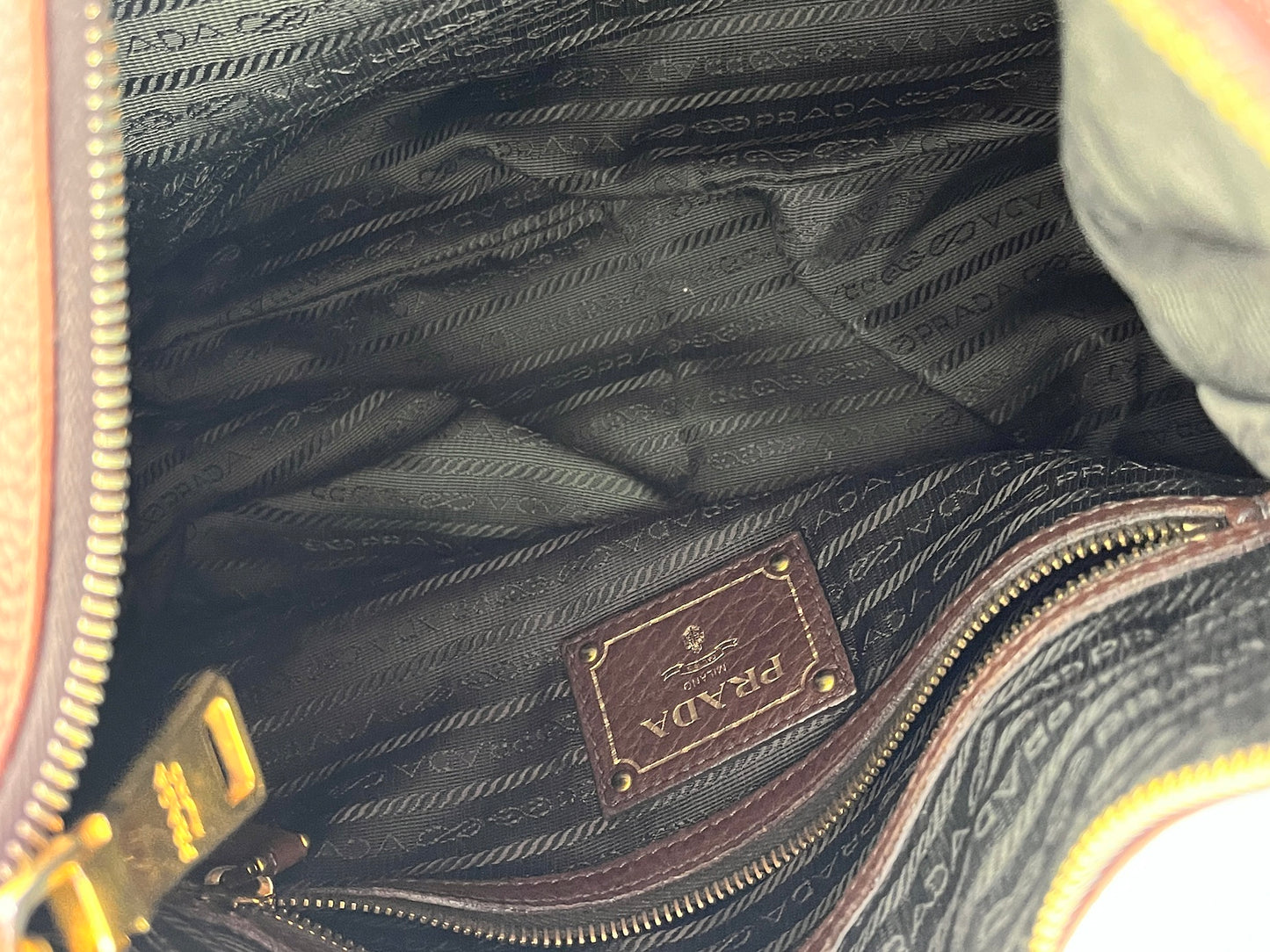 Prada Vitello Daino Brown Leather Hobo Bag