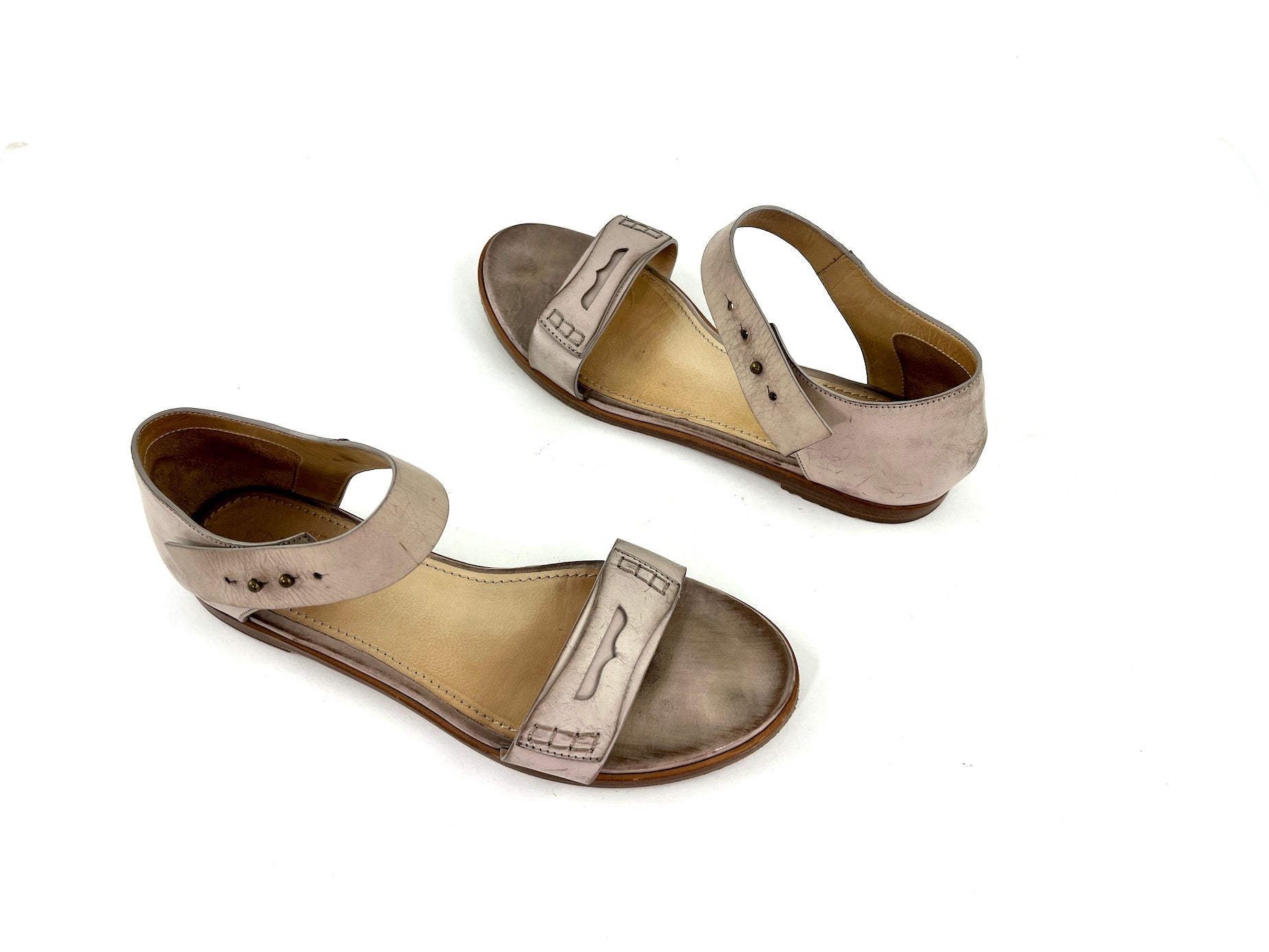 Brunello Cucinelli Gray Leather Sandals 38 8