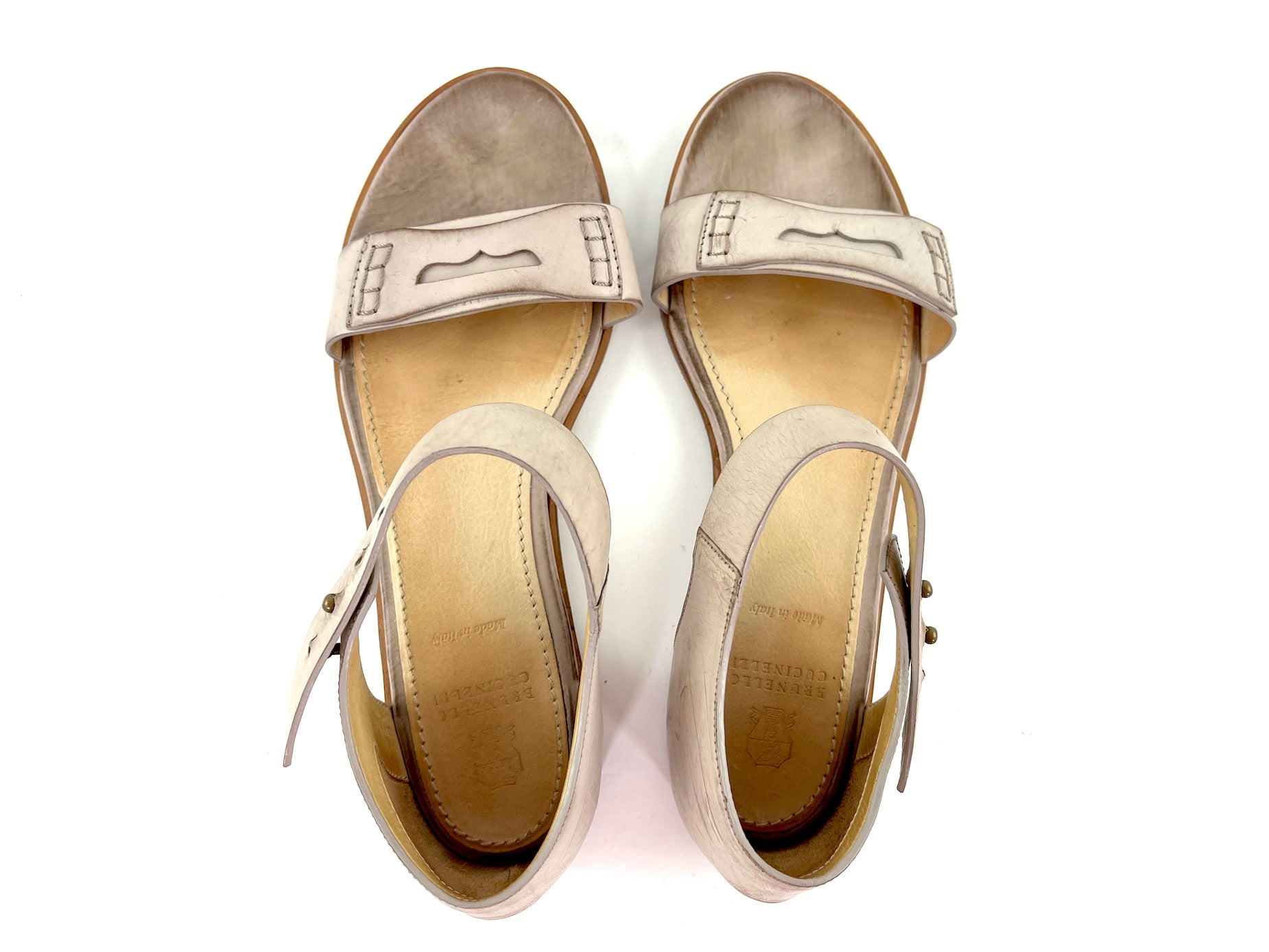 Brunello Cucinelli Gray Leather Sandals 38 8 Summer Sandals for less