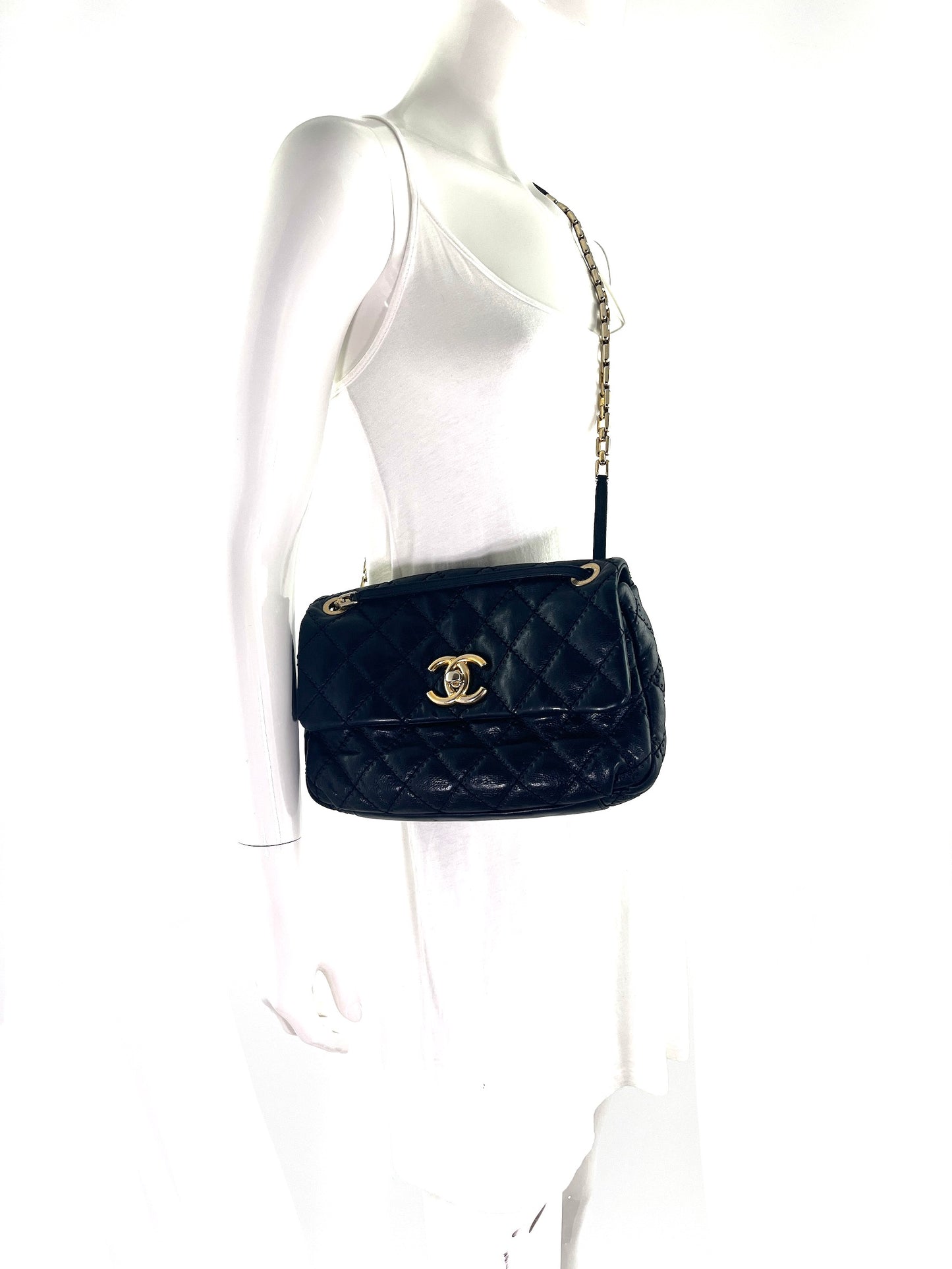 CHANEL Black Classic Ultimate Stitch Retro Chain Flap Bag