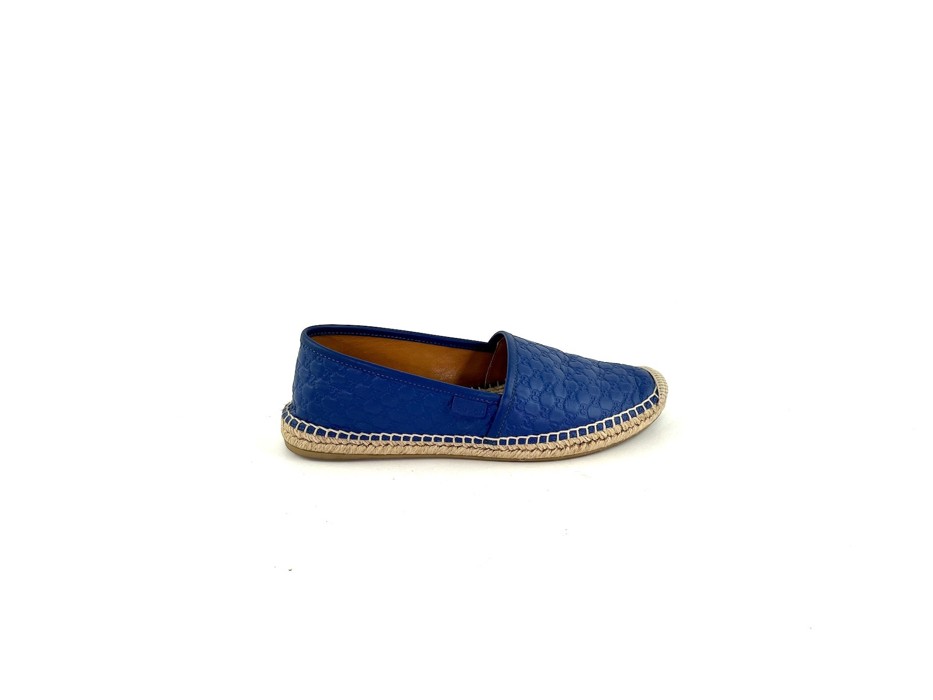 GUCCI Embossed Leather GG Microguccissima Espadrilles 37.5
