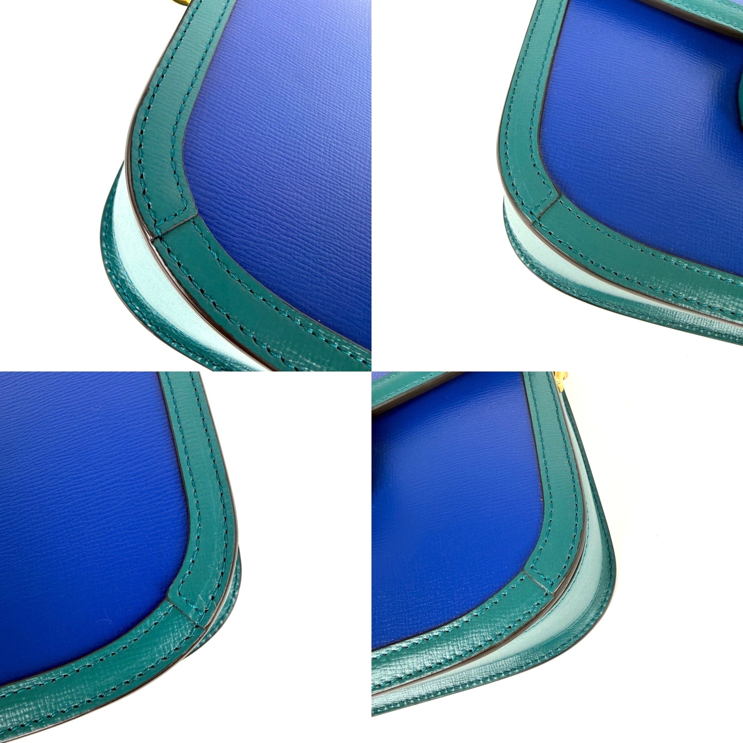 Gucci 1955 Azalea Calfskin Horsebit Medium Blue Green Leather Shoulder Crossbody Bag