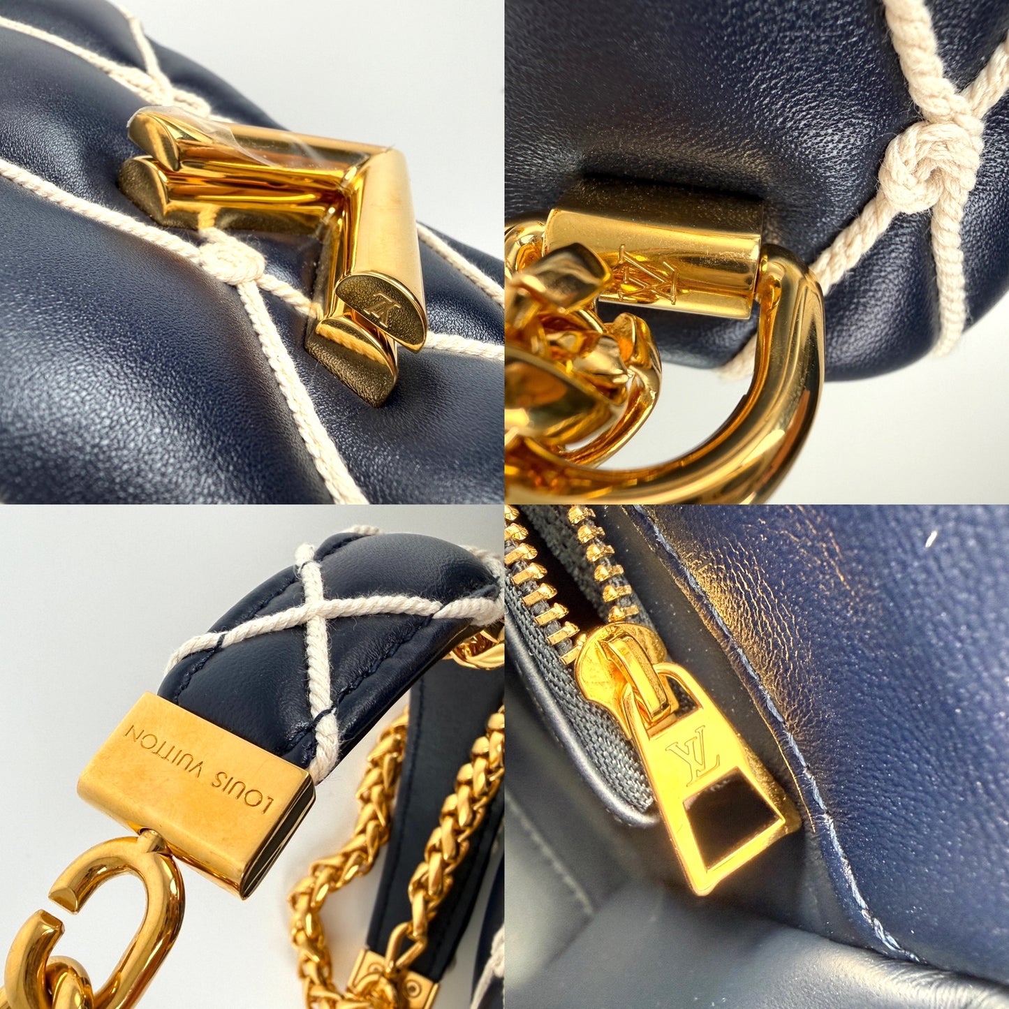 Louis Vuitton GO 14 MM Nautical Padded Leather Embroidered Rope Navy Bag