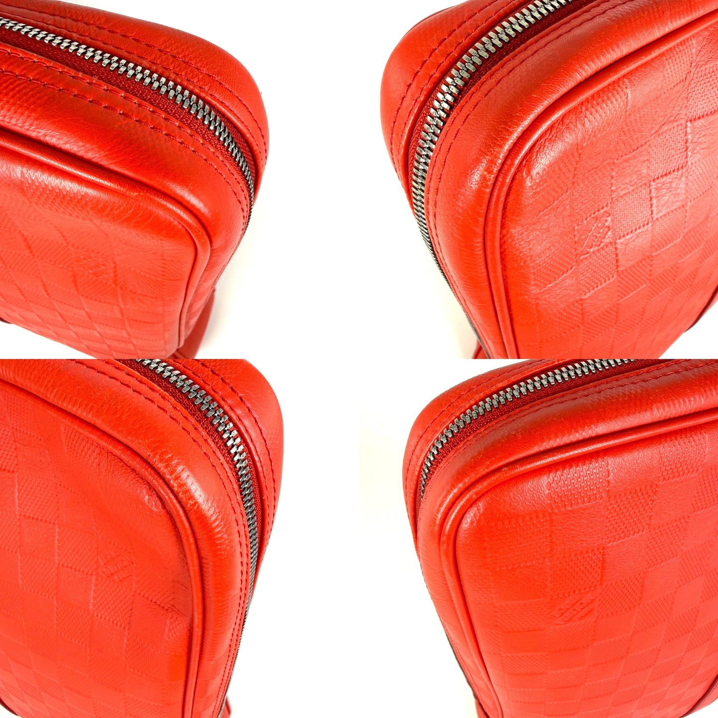 Louis Vuitton Porte Document Voyage Red Damier Infinity Leather Briefcase Top Handle Bag