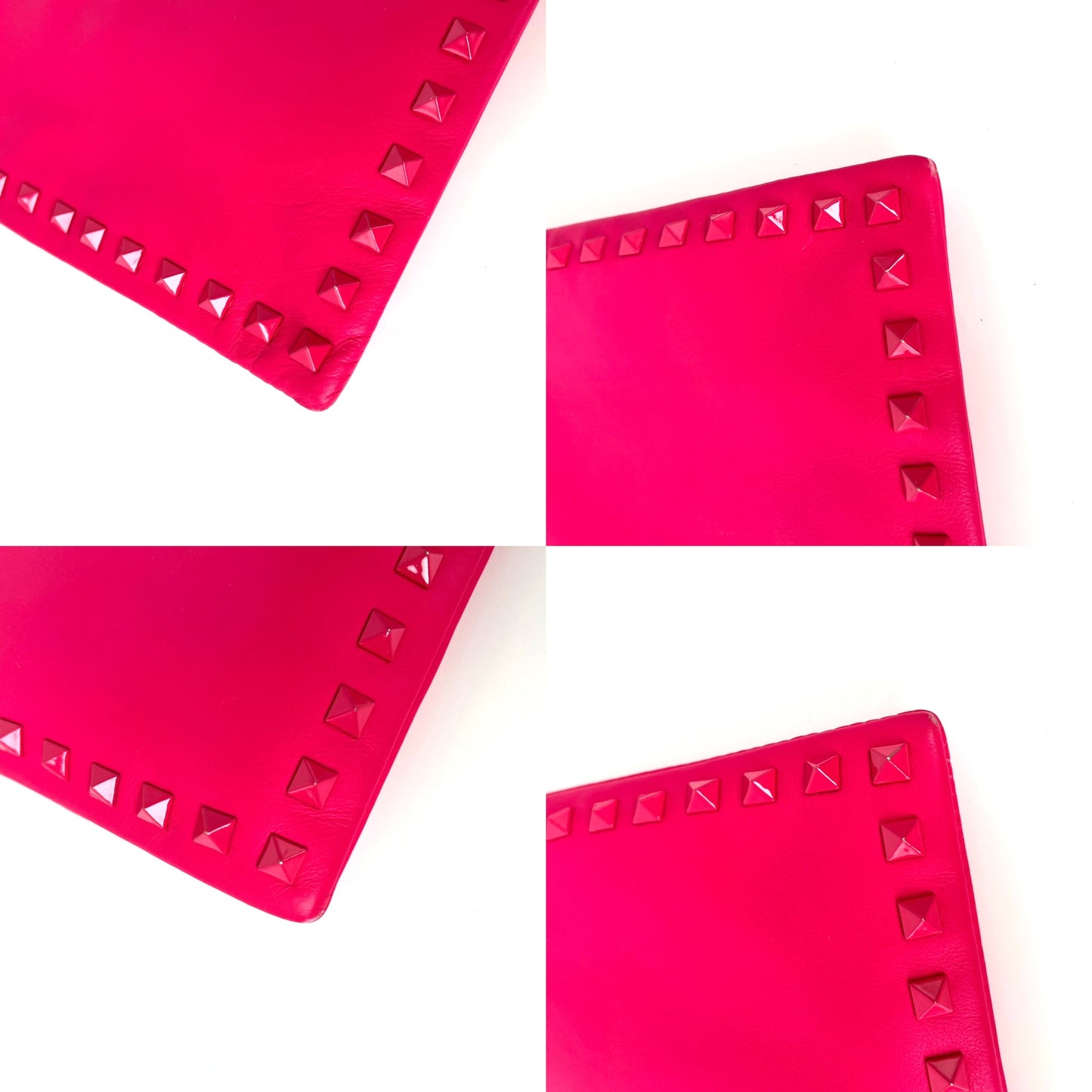 VALENTINO Rockstud Monochrome Pink Leather Clutch Pouch Bag