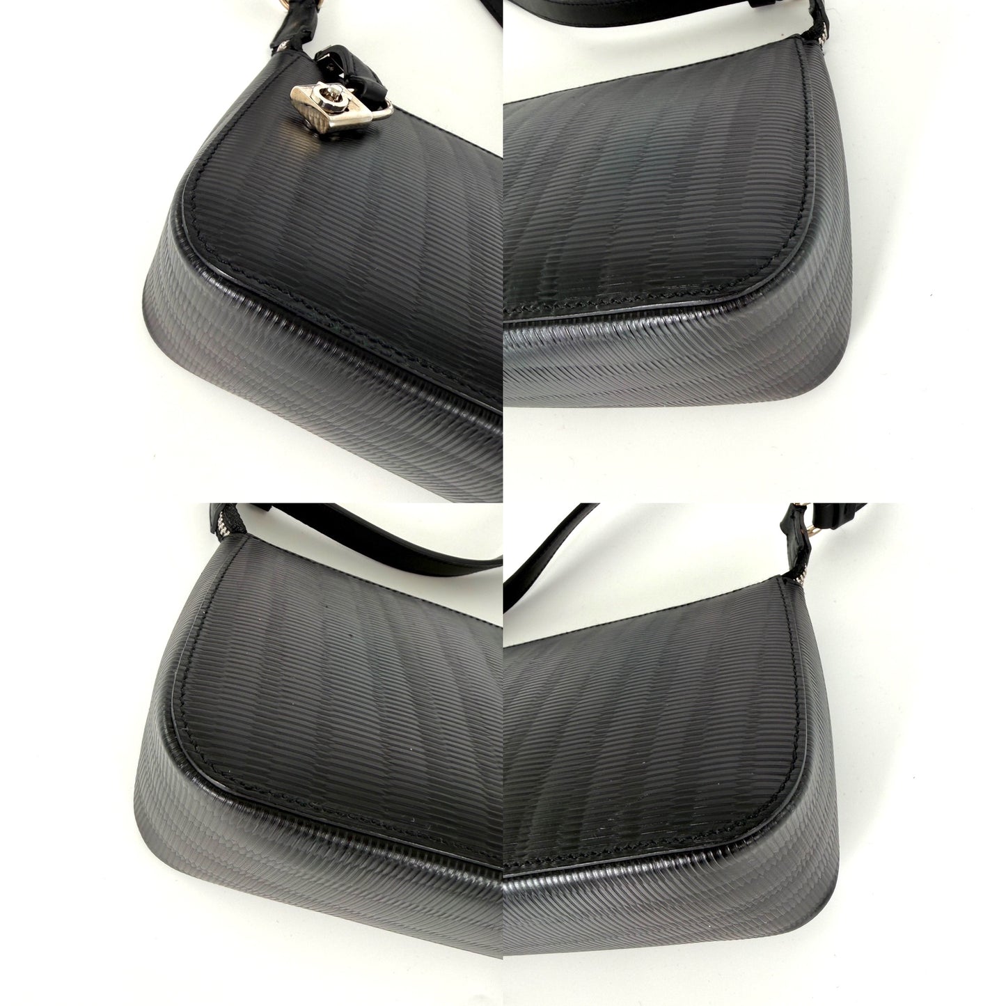 Salvatore Ferragamo Black Pebble Leather Shoulder Bag