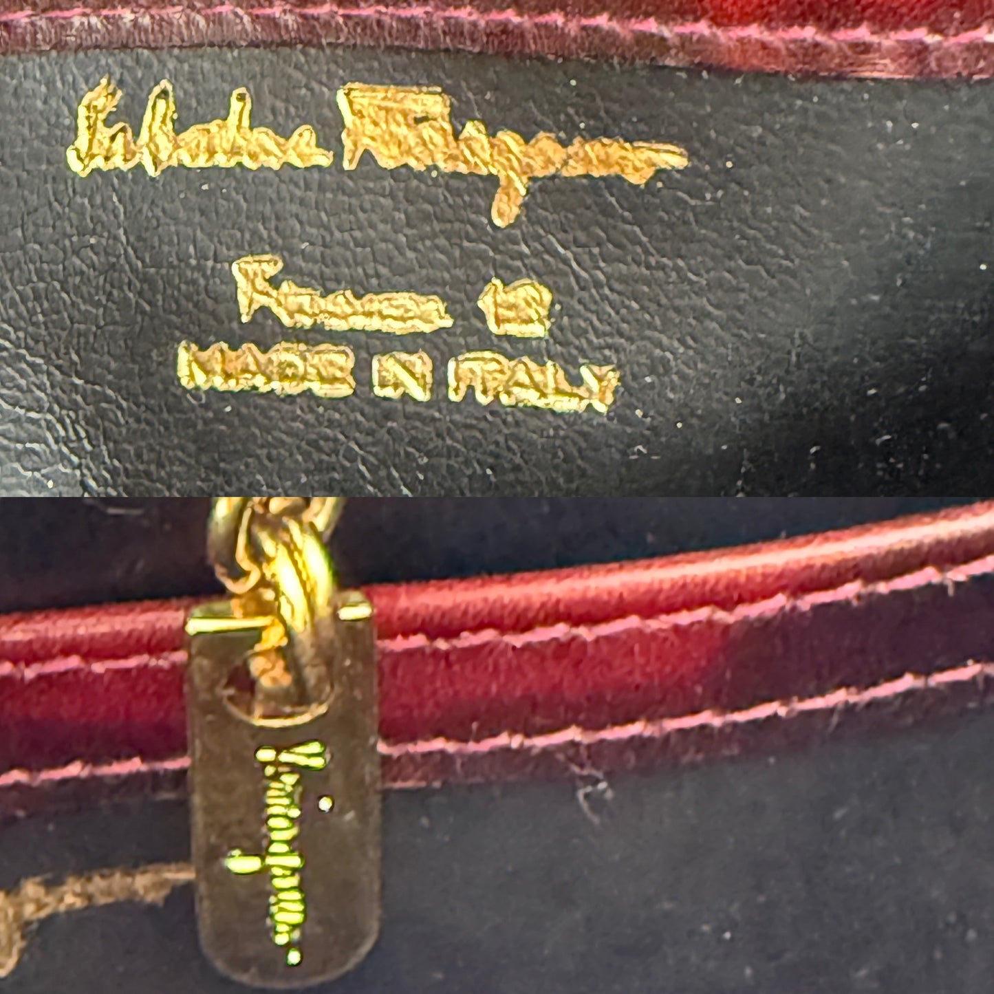 Vintage Salvatore Ferragamo Burgundy Leather Crossbody Clutch Bag