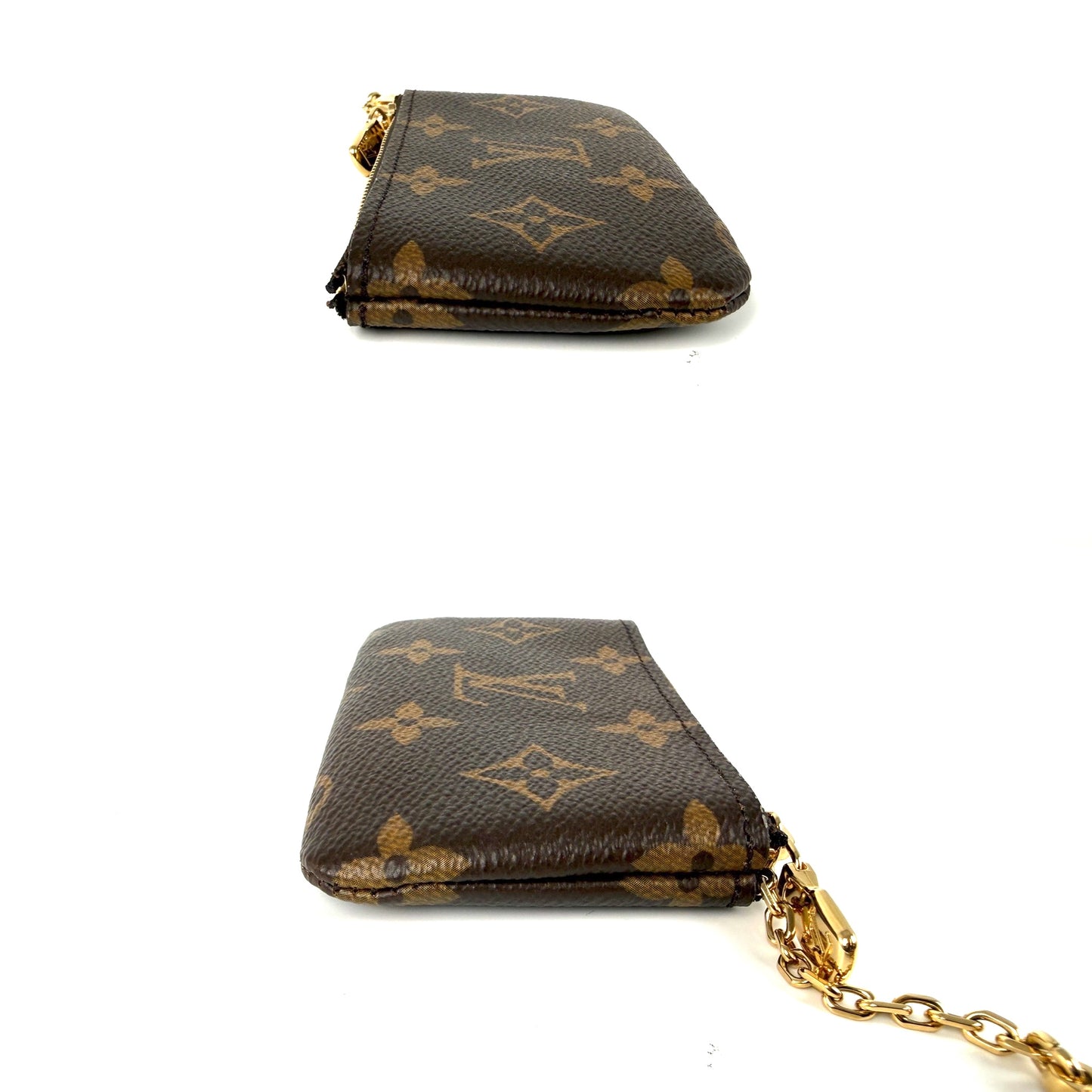 LOUIS VUITTON Vuittonite Brown Monogram Pochette Cles Key Holder Pouch