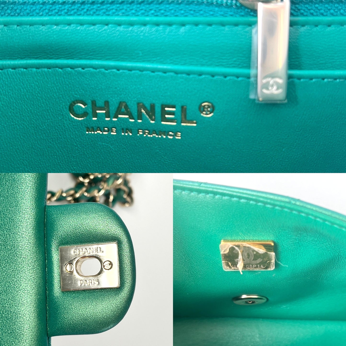 CHANEL Iridescent Green 2022 Rectangular Mini Flap Bag