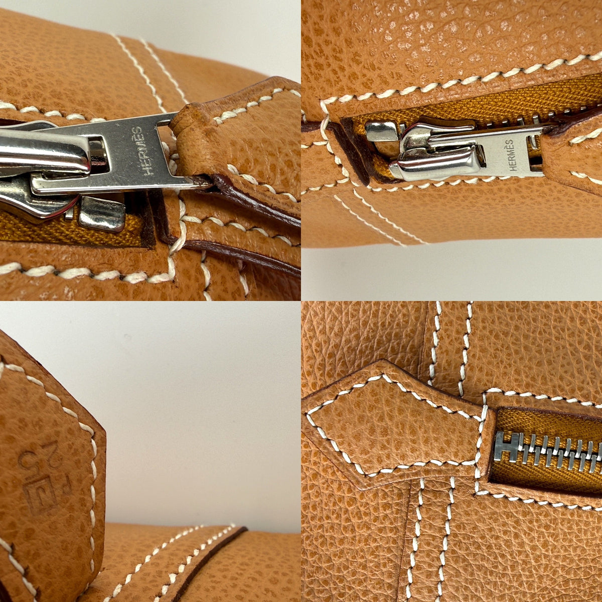 HERMES Plume 28 Natural Vache Liegee Beige Leather Top Handle Bag