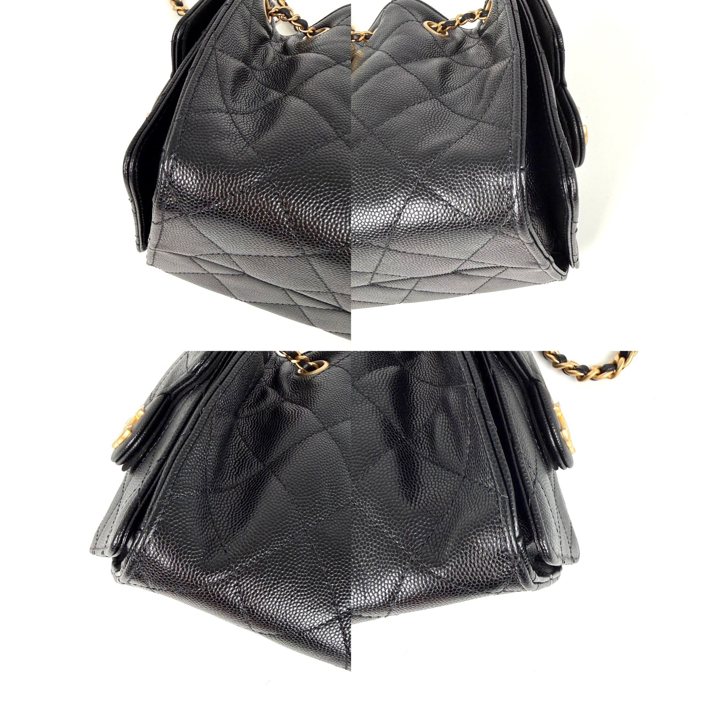 CHANEL 25 Mini Black Quilted Caviar Leather Shoulder Bag New with Tag