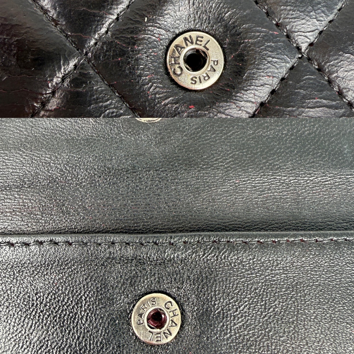 Chanel Vintage Black Trifold Quilted Leather Long CC Flap Wallet